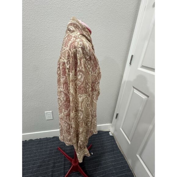 Paisley Print Tie Neck Long Sleeve Blouse Bohemian Chic Romantic - Picture 5 of 7